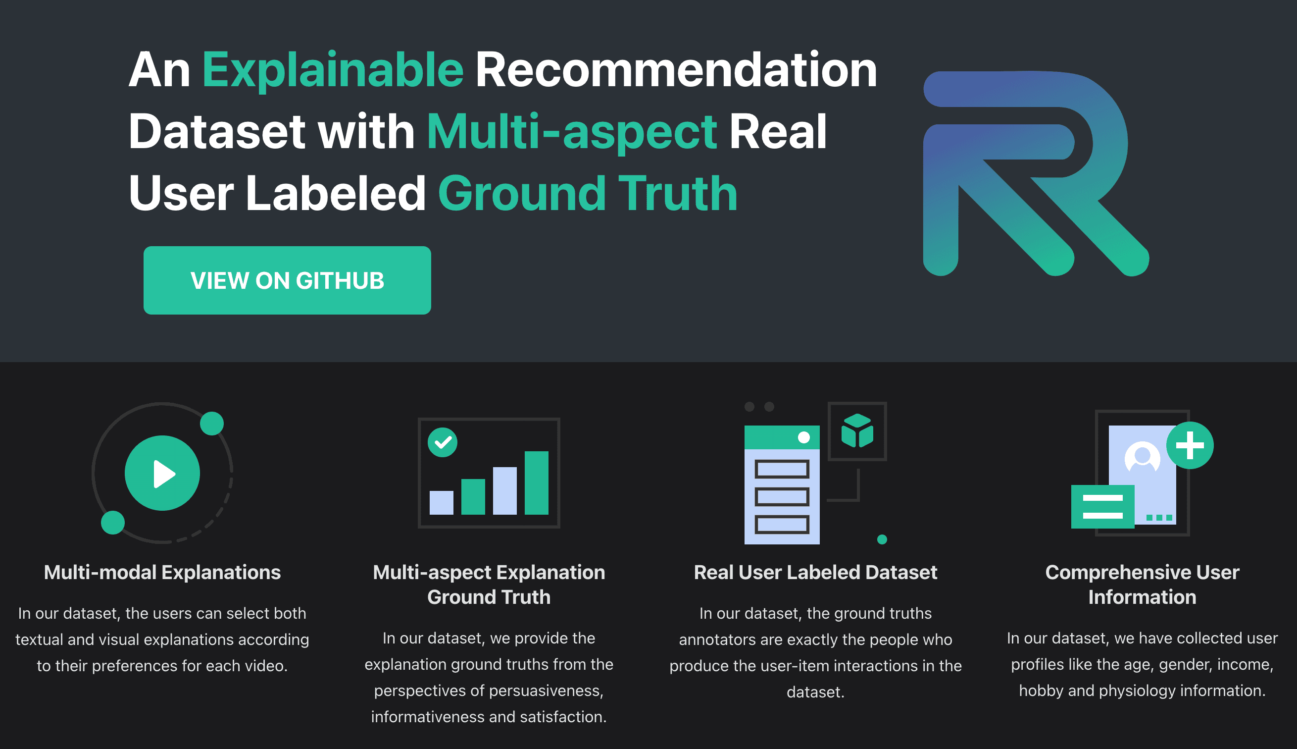 REASONER: An Explainable Recommendation Dataset with Multi-aspect Real User Labeled Ground Truths: Towards more Measurable Explainable Recommendation
